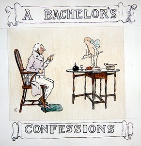 En bachelorbekjennelse (penn og blekk med akvarell på papir) av Cecil Charles Windsor Aldin