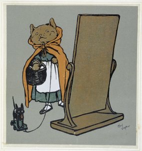 Katt foran speilet hans - tegning av Cécil Aldin. av Cecil Charles Windsor Aldin
