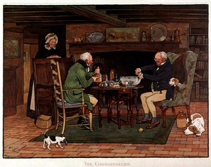 Connoisseurs To engelske forbereder punch. Akvarell av Cecil Aldin av Cecil Charles Windsor Aldin