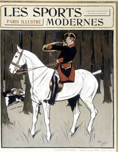 Jakt (en mann på hesteryggen oppmuntrer hunder) Forside "" Modern Sports"" 02/1906 av Cecil Charles Windsor Aldin