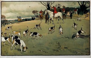 Hunting Scene, A Trail Watercolor av Cecil Aldin (1870-1935) Privatsamling fra 1800-tallet av Cecil Charles Windsor Aldin