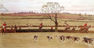 Jaktscene, mannskapet Alicestone Watercolor av Cecil Aldin (1870-1935) Privatsamling fra 1800-tallet av Cecil Charles Windsor Aldin