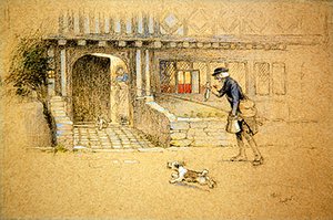 Returning Home (farget kritt på farget papir) av Cecil Charles Windsor Aldin