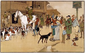 Stopp på vertshuset under en harejakt. Akvarell av Cecil Aldin (1870-1935) av Cecil Charles Windsor Aldin