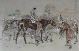 Å lede i vinneren mens bookmakerne jublet, ca. 1920-25 (pastell) av Cecil Charles Windsor Aldin