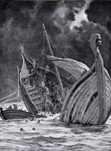 Tapet av det hvite skipet i 1120, illustrasjon fra 