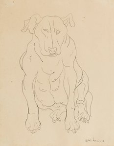 Nancy Morris sin oksehund av Cedric Morris