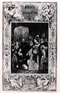 Forsiden av 'Marie Tudor' fra 'Works, drama t. VI 'av Victor Hugo (1802-85), 2. utgave av Eugene Renduel av Celestin Francois Nanteuil