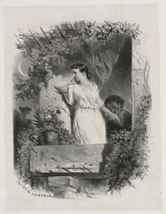 På balkongen, 1842. av Celestin Francois Nanteuil