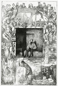 Den siste dagen av domfelte, 1800-tallet (bw-gravering)