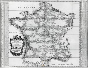 Kart over Frankrike, av Giovanni Domenico Maraldi (1709-1788) og Cesar-Francois Cassini de Thury eller Cassini III (1714-1784), Frankrike av Cesar Francois Cassini de Thury