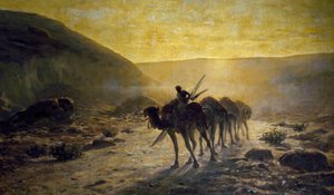 I ørkenen, maleri av Cesare Biseo (1843-1909)
