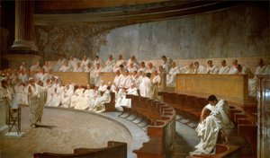 Cicero anklager Catilina for konspirasjon i senatet