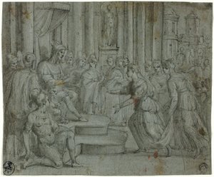 Salomo tar imot dronningen av Saba av Cesare Rossetti