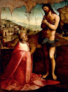 Kristuslidende og kardinal Oliviero Carafa i bønn, av Cesare da Sesto (1477-1523)