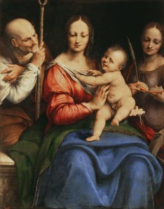 The Holy Family with St. Catherine, 1515-20 (olje på lerret overført fra panel)