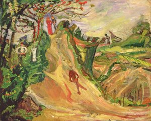 Bakke med en mann på veien av Chaim Soutine