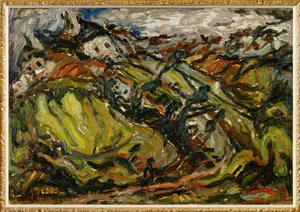 Hus i Ceret (maleri på lerret) av Chaim Soutine