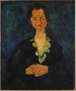 Portrett av en kvinne med blå bakgrunn, 1927 av Chaim Soutine