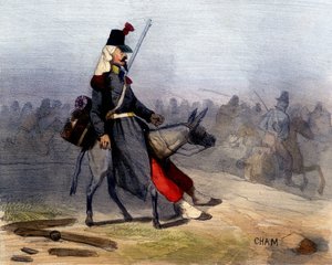 Disse araberne: det er vanskelig at de ikke vil la oss være alene hjemme - i "A la guerre comme à la guerre"" av Cham, deb. 1800-tallet