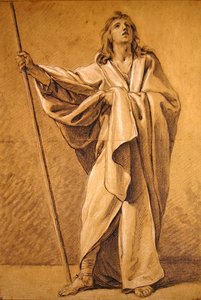 Studie av Saint Roch (svart og hvitt kritt på papir)