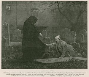 Illustrasjon for A Christmas Carol av Charles Dickens (litho) av Charles (after) Green