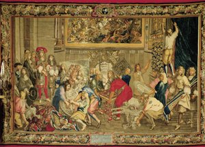 Louis XIV besøker Gobelins-fabrikken av Charles (studio of ) Le Brun