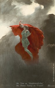 Herbert Beerbohn Tree som Mephistopheles og Henry Ainley som Faust (farge litho)