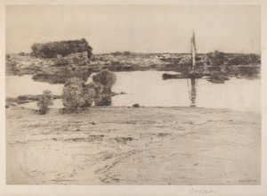 Uten tittel (elvescene med båt) av Charles A. Platt