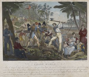 Champ d'Asile, ca. 1818 (håndfarget gravering) av Charles Abraham (after) Chasselat