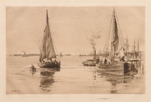 To sluper ved East River av Charles Adams Platt
