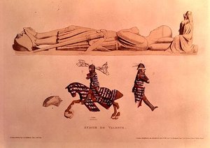 Gravbilde av ridderen Aymer De Valence, jarl av Pembroke (d.1324), pub. 1811 av Charles Alfred Stothard