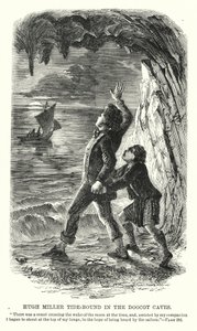 Hugh Miller tidevannsbundet i Doocot-hulene (gravering) av Charles Altamont Doyle