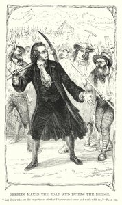 Oberlin lager veien og bygger broen (gravering) av Charles Altamont Doyle