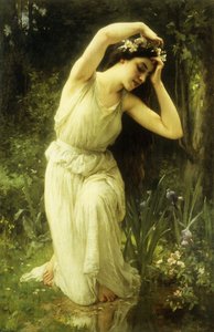 En nymfe i skogen (olje på lerret)