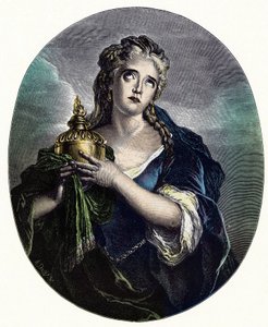 Adrienne Lecouvreur (1692-1730), fransk skuespillerinne i rollen som "" Cornelia "" i "Mort de Pompee" av Pierre Corneille. av Charles Antoine (after) Coypel