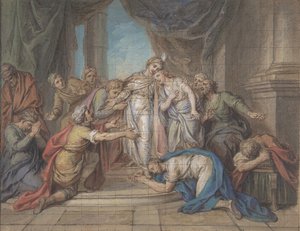 Joseph anerkjent av sine brødre, 1700-tallet. av Charles Antoine Coypel