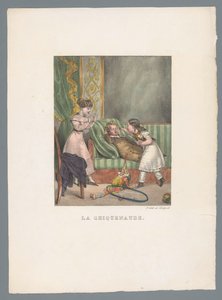 Jenta gir en liten gutt et knips på kinnet La chicnaude (tittel på objekt) Barnelek og ugagn (serietittel) Les jeux de l