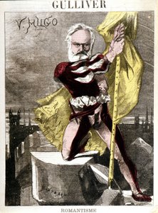 Tegneserie av Victor Hugo av Georges Montbard (1841-1905). "" Gulliver - Romantikk"" av Charles Auguste Loye