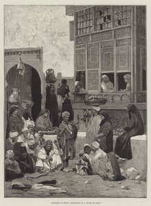 Skisser i Egypt, gårdsplassen til et hus i Kairo
