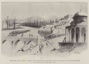 Den østlige krisen, Larissa, i Thessaly, hovedkvarteret til de greske troppene som nå mønstrer på den tyrkiske grensen av Charles Auguste Loye