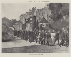 Begravelsen til Mr Gladstone, prosesjonen som forlater Hawarden Castle av Charles Auguste Loye