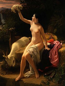En pastoral idyll (olje på lerret) av Charles Auguste Steuben
