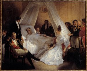 Keiser Napoleon I (1769-1821) på dødsleie 5/05/1821 på øya Saint Helene Maleri av Charles Augustus Steuben (1788-1856) 1821 Søn. 0,37x0,45 m Ile d
