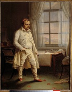 Portrett av Napoleon I (1769-1821) en Sainte Helene i et stykke ved Longwood som dikterer minnesmerkene hans Maleri av Charles Auguste Steuben (1788-1856) 1820 Søn. 0,62 x 0,51 m Ile D