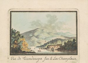 Utsikt over Ticonderoga fra Lake Champlain av Charles B. J. Févret de Saint Mémin