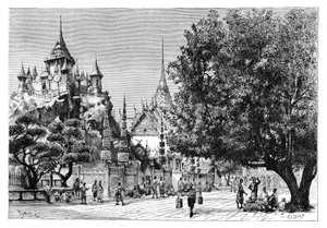 En gate i Bangkok, Thailand, 1895.
