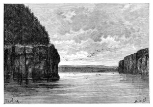 Angara-elven, under Padunskiy-strykene, Sibir, Russland, 1895.