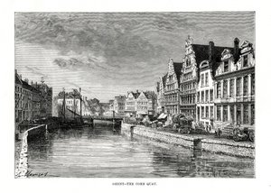 Corn Quay, Gent, Flandern, Belgia, 1879 av Charles Barbant