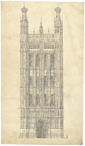 Tegning for Houses of Parliament, ca. 1836-40 (penn og blekk på papir)